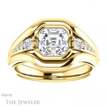14k Yellow Gold Asscher Cut Forever One Engagement Ring Setting #GTJ1063-asscher-fo-y