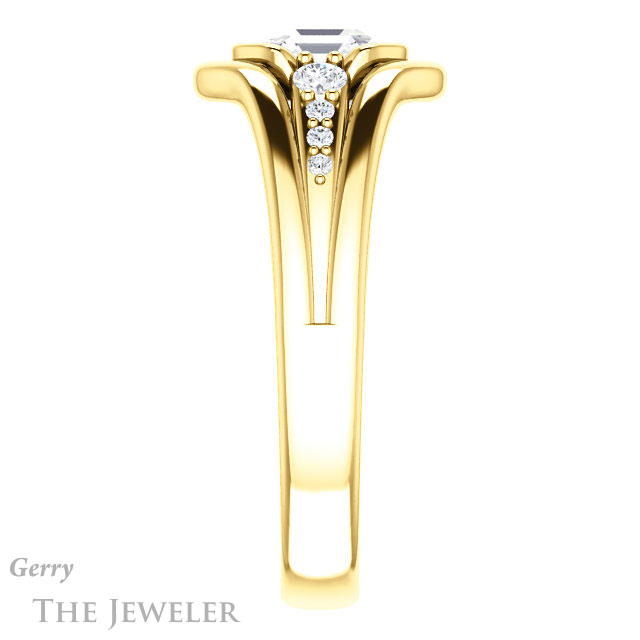 14k Yellow Gold Asscher Cut Forever One Engagement Ring Setting #GTJ1063-asscher-fo-y