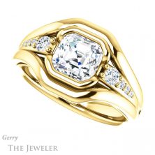 14k Yellow Gold Asscher Cut Forever One Engagement Ring Setting #GTJ1063-asscher-fo-y