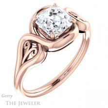 14k Rose Gold Asscher Cut Forever One Engagement Ring Setting #GTJ1064-asscher-fo-r 4 14k Rose Gold Asscher Cut Forever One Engagement Ring Setting #GTJ1064-asscher-fo-r