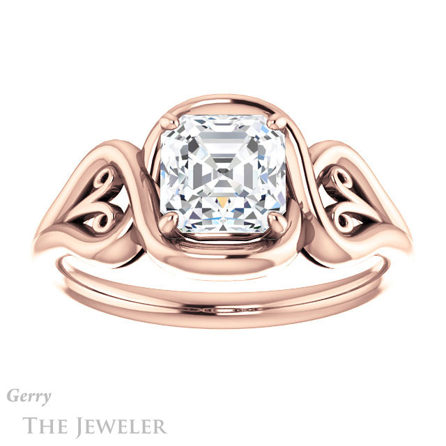 14k Rose Gold Asscher Cut Forever One Engagement Ring Setting #GTJ1064-asscher-fo-r