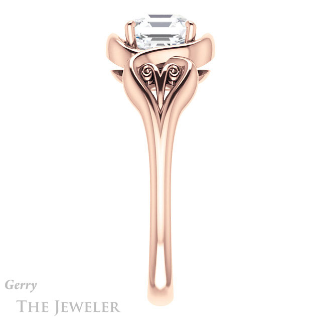 14k Rose Gold Asscher Cut Forever One Engagement Ring Setting #GTJ1064-asscher-fo-r 3 14k Rose Gold Asscher Cut Forever One Engagement Ring Setting #GTJ1064-asscher-fo-r