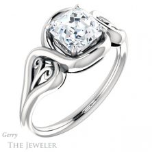 14k White Gold Asscher Cut Forever One Engagement Ring Setting #GTJ1064-asscher-fo-w 4 14k White Gold Asscher Cut Forever One Engagement Ring Setting #GTJ1064-asscher-fo-w