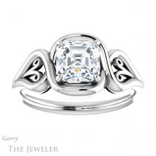 14k White Gold Asscher Cut Forever One Engagement Ring Setting #GTJ1064-asscher-fo-w 1 14k White Gold Asscher Cut Forever One Engagement Ring Setting #GTJ1064-asscher-fo-w