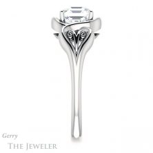 14k White Gold Asscher Cut Forever One Engagement Ring Setting #GTJ1064-asscher-fo-w 3 14k White Gold Asscher Cut Forever One Engagement Ring Setting #GTJ1064-asscher-fo-w