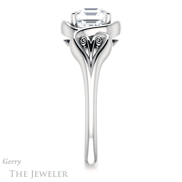 14k White Gold Asscher Cut Forever One Engagement Ring Setting #GTJ1064-asscher-fo-w 3 14k White Gold Asscher Cut Forever One Engagement Ring Setting #GTJ1064-asscher-fo-w