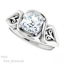 14k White Gold Asscher Cut Forever One Engagement Ring Setting #GTJ1064-asscher-fo-w 5 14k White Gold Asscher Cut Forever One Engagement Ring Setting #GTJ1064-asscher-fo-w