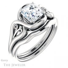 14k White Gold Asscher Cut Forever One Engagement Ring Setting #GTJ1064-asscher-fo-w 6 14k White Gold Asscher Cut Forever One Engagement Ring Setting #GTJ1064-asscher-fo-w