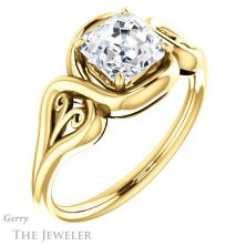 14k Yellow Gold Asscher Cut Forever One Engagement Ring Setting #GTJ1064-asscher-fo-y 4 14k Yellow Gold Asscher Cut Forever One Engagement Ring Setting #GTJ1064-asscher-fo-y