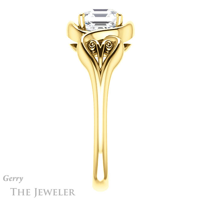 14k Yellow Gold Asscher Cut Forever One Engagement Ring Setting #GTJ1064-asscher-fo-y 3 14k Yellow Gold Asscher Cut Forever One Engagement Ring Setting #GTJ1064-asscher-fo-y