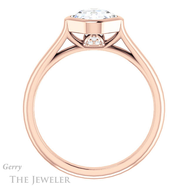 14k Rose Gold Asscher Cut Forever One Engagement Ring Setting #GTJ1065-asscher-fo-r