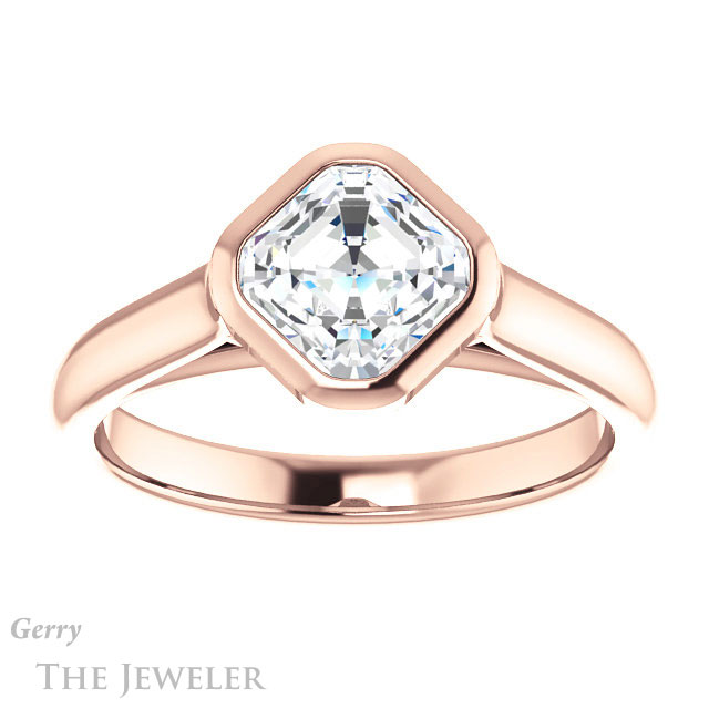 14k Rose Gold Asscher Cut Forever One Engagement Ring Setting #GTJ1065-asscher-fo-r