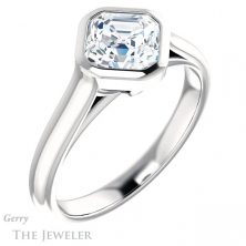 14k White Gold Asscher Cut Forever One Engagement Ring Setting #GTJ1065-asscher-fo-w