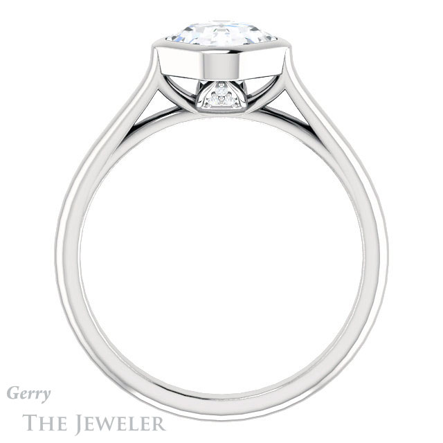 14k White Gold Asscher Cut Forever One Engagement Ring Setting #GTJ1065-asscher-fo-w