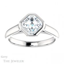 14k White Gold Asscher Cut Forever One Engagement Ring Setting #GTJ1065-asscher-fo-w