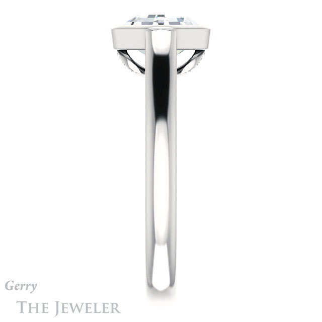 14k White Gold Asscher Cut Forever One Engagement Ring Setting #GTJ1065-asscher-fo-w