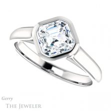 14k White Gold Asscher Cut Forever One Engagement Ring Setting #GTJ1065-asscher-fo-w