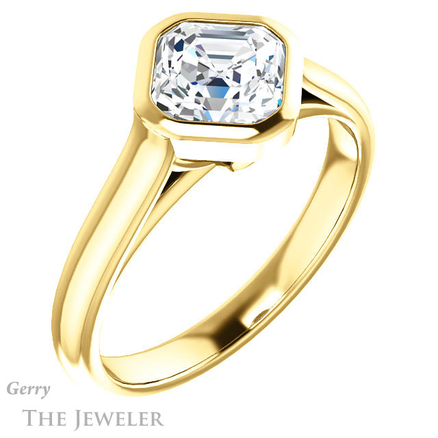 14k Yellow Gold Asscher Cut Forever One Engagement Ring Setting #GTJ1065-asscher-fo-y 4 14k Yellow Gold Asscher Cut Forever One Engagement Ring Setting #GTJ1065-asscher-fo-y