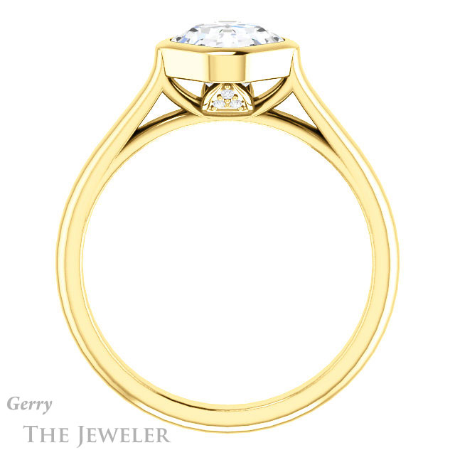 14k Yellow Gold Asscher Cut Forever One Engagement Ring Setting #GTJ1065-asscher-fo-y