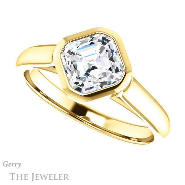 14k Yellow Gold Asscher Cut Forever One Engagement Ring Setting #GTJ1065-asscher-fo-y 5 14k Yellow Gold Asscher Cut Forever One Engagement Ring Setting #GTJ1065-asscher-fo-y