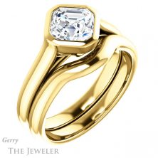 14k Yellow Gold Asscher Cut Forever One Engagement Ring Setting #GTJ1065-asscher-fo-y 6 14k Yellow Gold Asscher Cut Forever One Engagement Ring Setting #GTJ1065-asscher-fo-y