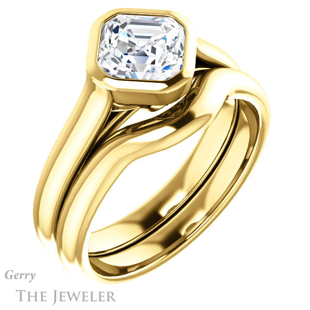 14k Yellow Gold Asscher Cut Forever One Engagement Ring Setting #GTJ1065-asscher-fo-y 6 14k Yellow Gold Asscher Cut Forever One Engagement Ring Setting #GTJ1065-asscher-fo-y