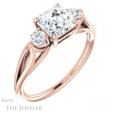 14k Rose Gold Asscher Cut Forever One Engagement Ring Setting #GTJ1066-asscher-fo-r