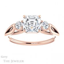 14k Rose Gold Asscher Cut Forever One Engagement Ring Setting #GTJ1066-asscher-fo-r