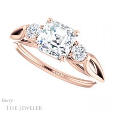 14k Rose Gold Asscher Cut Forever One Engagement Ring Setting #GTJ1066-asscher-fo-r