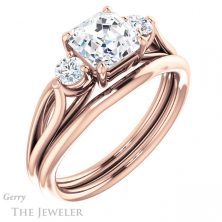 14k Rose Gold Asscher Cut Forever One Engagement Ring Setting #GTJ1066-asscher-fo-r