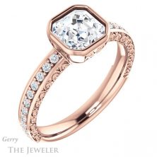 14k Rose Gold Asscher Cut Forever One Engagement Ring Setting #GTJ1067-asscher-fo-r 4 14k Rose Gold Asscher Cut Forever One Engagement Ring Setting #GTJ1067-asscher-fo-r