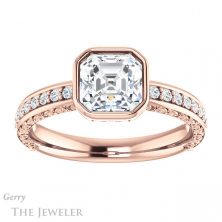 14k Rose Gold Asscher Cut Forever One Engagement Ring Setting #GTJ1067-asscher-fo-r 1 14k Rose Gold Asscher Cut Forever One Engagement Ring Setting #GTJ1067-asscher-fo-r