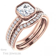 14k Rose Gold Asscher Cut Forever One Engagement Ring Setting #GTJ1067-asscher-fo-r 6 14k Rose Gold Asscher Cut Forever One Engagement Ring Setting #GTJ1067-asscher-fo-r
