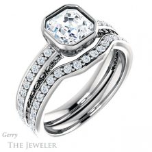 14k White Gold Asscher Cut Forever One Engagement Ring Setting #GTJ1067-asscher-fo-w 6 14k White Gold Asscher Cut Forever One Engagement Ring Setting #GTJ1067-asscher-fo-w