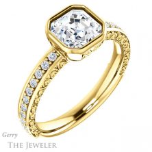 14k Yellow Gold Asscher Cut Forever One Engagement Ring Setting #GTJ1067-asscher-fo-y 4 14k Yellow Gold Asscher Cut Forever One Engagement Ring Setting #GTJ1067-asscher-fo-y