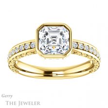 14k Yellow Gold Asscher Cut Forever One Engagement Ring Setting #GTJ1067-asscher-fo-y 1 14k Yellow Gold Asscher Cut Forever One Engagement Ring Setting #GTJ1067-asscher-fo-y