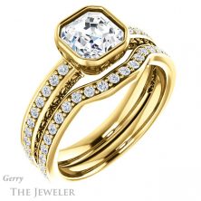 14k Yellow Gold Asscher Cut Forever One Engagement Ring Setting #GTJ1067-asscher-fo-y 6 14k Yellow Gold Asscher Cut Forever One Engagement Ring Setting #GTJ1067-asscher-fo-y