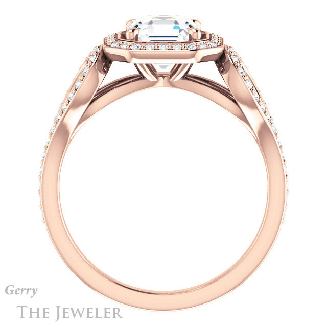 Asscher Cut Forever One Engagement Ring Setting #GTJ1068-asscher-fo-r | Gerry The Jeweler 14k Rose Gold Asscher Cut Forever One Engagement Ring Setting #GTJ1068-asscher-fo-r