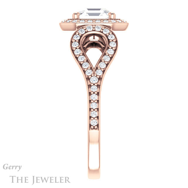 Asscher Cut Forever One Engagement Ring Setting #GTJ1068-asscher-fo-r | Gerry The Jeweler 14k Rose Gold Asscher Cut Forever One Engagement Ring Setting #GTJ1068-asscher-fo-r