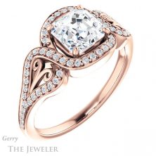 14k Rose Gold Asscher Cut Forever One Engagement Ring Setting #GTJ1069-asscher-fo-r