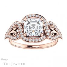 14k Rose Gold Asscher Cut Forever One Engagement Ring Setting #GTJ1069-asscher-fo-r