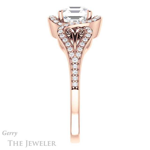 14k Rose Gold Asscher Cut Forever One Engagement Ring Setting #GTJ1069-asscher-fo-r