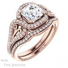 14k Rose Gold Asscher Cut Forever One Engagement Ring Setting #GTJ1069-asscher-fo-r