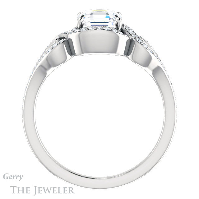 14k White Gold Asscher Cut Forever One Engagement Ring Setting #GTJ1069-asscher-fo-w