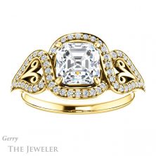 14k Yellow Gold Asscher Cut Forever One Engagement Ring Setting #GTJ1069-asscher-fo-y 1 14k Yellow Gold Asscher Cut Forever One Engagement Ring Setting #GTJ1069-asscher-fo-y