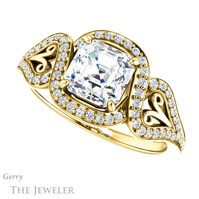 14k Yellow Gold Asscher Cut Forever One Engagement Ring Setting #GTJ1069-asscher-fo-y 5 14k Yellow Gold Asscher Cut Forever One Engagement Ring Setting #GTJ1069-asscher-fo-y