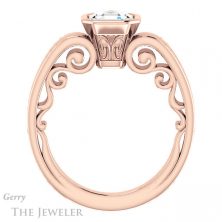 14k Rose Gold Asscher Cut Forever One Engagement Ring Setting #GTJ1070-asscher-fo-r