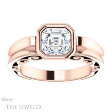 14k Rose Gold Asscher Cut Forever One Engagement Ring Setting #GTJ1070-asscher-fo-r