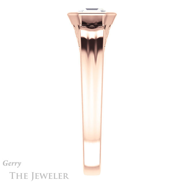 14k Rose Gold Asscher Cut Forever One Engagement Ring Setting #GTJ1070-asscher-fo-r