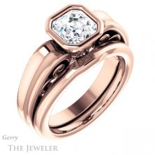 14k Rose Gold Asscher Cut Forever One Engagement Ring Setting #GTJ1070-asscher-fo-r